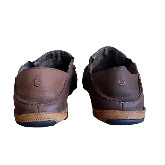 Olukai Men's Moloa Brown Leather Slip On Shoes Size 10 Loafers Boat Shoes - Picture 7 of 11